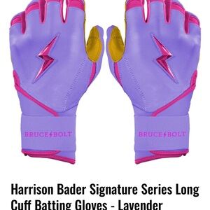 Brand New Bruce Bolt Harrison Bader Long Cuff Batting Gloves - Lavender, Youth L